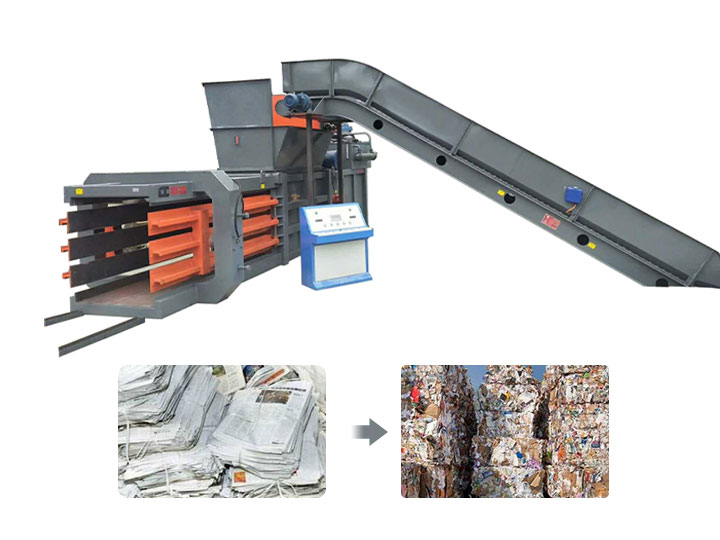 horizontal baler for paper recycling