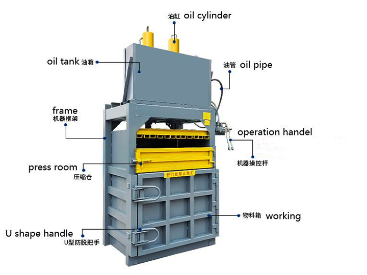 vertical baling press machine structure